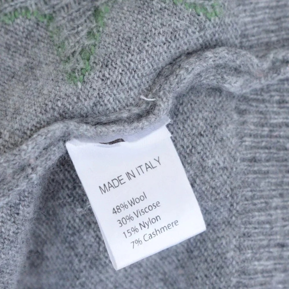 Bartolini Grey with Stars 48% Wool, 7% Cashmere Crewneck Sweater Small - Picture 13 of 13